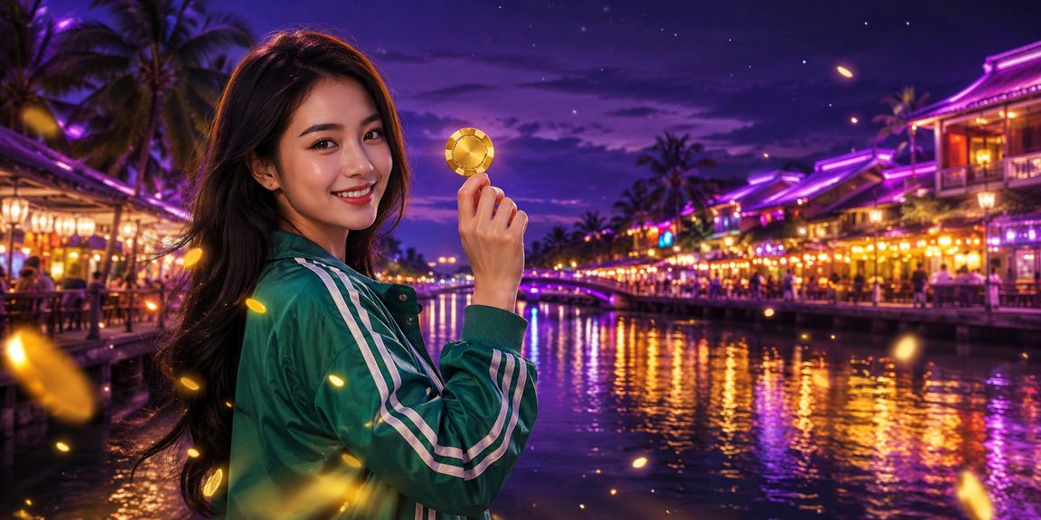 Không khí giải trí casino neon về đêm tại Phú Quốc với ánh đèn rực rỡ