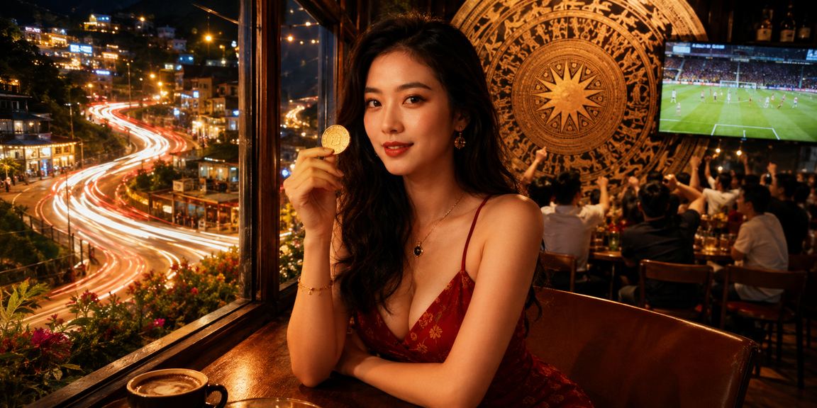 Không khí sôi động của sòng bài trực tuyến Việt Nam với ánh đèn neon lung linh